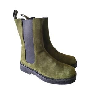 STAUD Palamino Suede Chelsea boots in Olive Size 38/ US Size 8